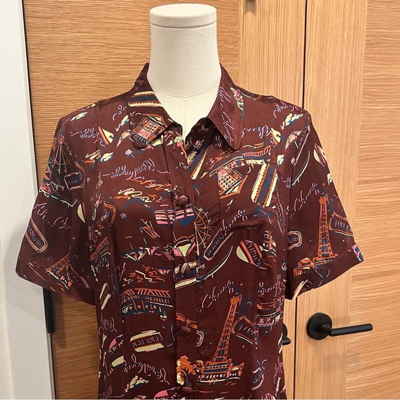 Elegant ALEXA CHUNG 
Printed dress | Burgundy| Patterned Dress | size 10 - Picture 3 of 15